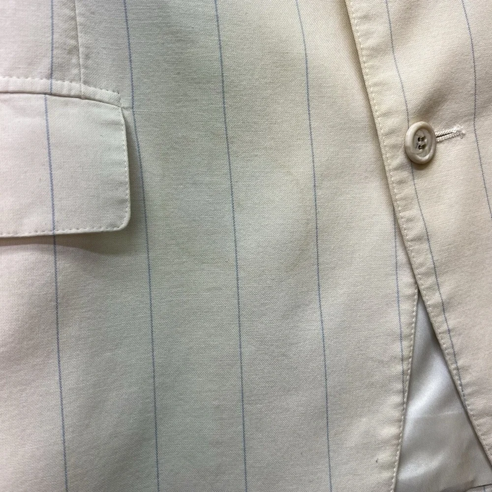 Vintage Polo Ralph Lauren Saks Fifth Avenue Ivory Pinstripe Blazer 42R USA